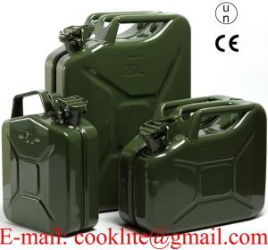 20 Litre Green Metal Jerry Can Military Nato Screw Cap Petrol Diesel Spout Inc 