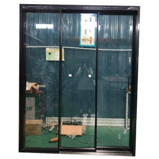 Sell Black color slim aluminum frame double glass sliding door