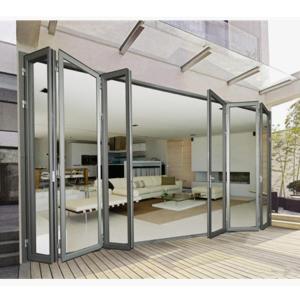 Wholesale Construction & Real Estate: Waterproof Black Sliding Aluminum Folding Door Tempered Glass Aluminium Bifold Doors
