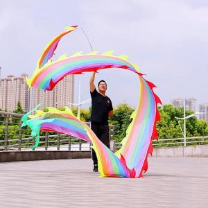 Wholesale silk: 3D Rainbow Color Ribbon Streamer with Handstick Travel Bag Washable Silk Dragon Poi