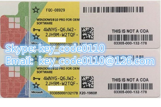 Coa License Microsoft Windows 10 Product Key Win10 Pro Sticker
