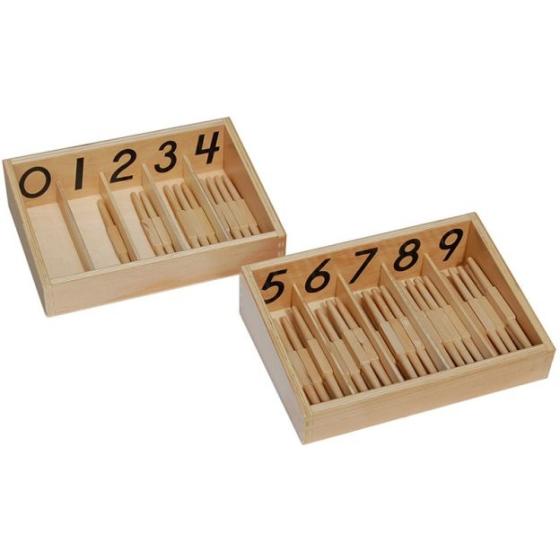 NEW Montessori Mathematics Material Wooden Spindle Boxes with 45 Spindles 6L 
