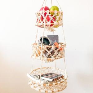 Wholesale hanging baskets: 3 Tier Fruit Basket Water Hyacinth Hanging Basket Vietnam Manufacturer