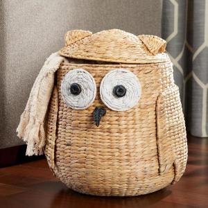 Wholesale water hyacinth baskets: Handwoven Owl Water Hyacinth Basket Baby Animal Basket Storage