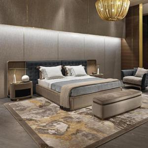 Wholesale hotel: Royal Latest Design Double Bed Leather Bedroom Furniture Designer Leather Light Luxury