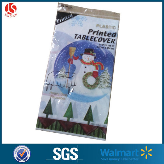 Stain Resistant PE Table Cloth Printed Snowflake and Tree for Xmas