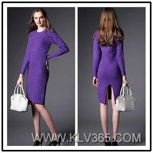 Wholesale dress shoes: Elegant Women Long Sleeve Winter Wool Dress China Wholesale