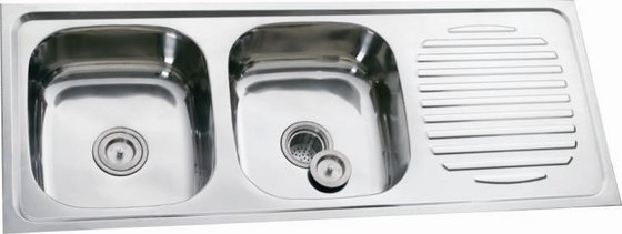 Double Bowl Stainless Sink With Drainboard Id 6877129