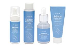 Wholesale salmon: Collagen Hyaluronic Acid Cleanser Toner Essence Cream Aribell Salmon Healing Time Skin Care Set