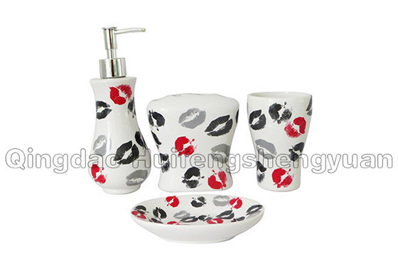 Lip Decal Handmade Ceramic Bathroom Set