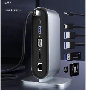 Wholesale macbook pro: USB C Hub,  12 in 1 Docking Station with 4K HDMI , VGA, 87W PD, 100Mbps Ethernet, USB3.0 ,SD TF