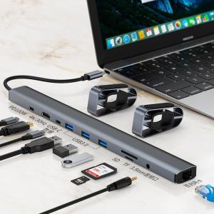 Wholesale security smart card: USB C Hub, Type C Adapter, 10-IN-1 Dongle with Ethernet,HDMI , 3 USB3.0, SD/TF, Audio, PD