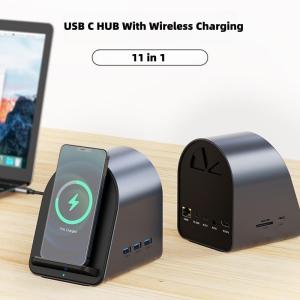Wholesale computer hard drive: 10 in 1 USB C Hub with Wireless Charger ,4K HDMI , 3 USB3.0 , SD/TF , PD 100W, Ethernet , Audio