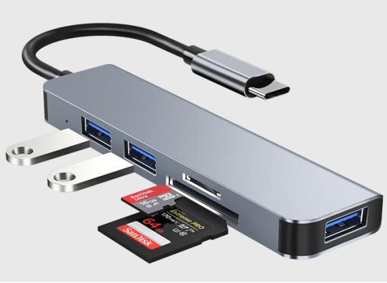 USB C Hub Multiport Adapter, Type C Hub 5 in 1 with 3xUSB-A, SD/TF Card Reader