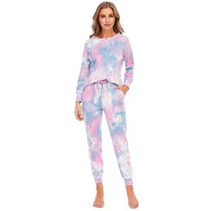 Wholesale nightwear: Tie Dye Home Wear Long Sleeves Long Pants Lounge Wear Soft Cotton Pajamas Woman Nightwear Sleepwear