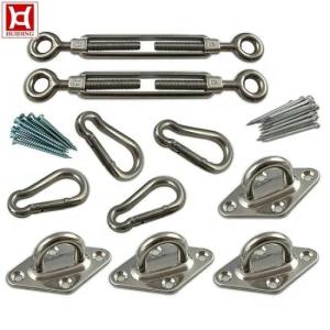 Wholesale shade: Stainless Steel Cable Buckle Suit Sun Shade Sail Hardware Kit Snake Hook with Metal D Ring