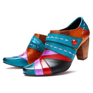 Wholesale leather shoes: Women's Hand-painted Leather Shoes Colorful Slip-ons Shoes Bohemian Shoes