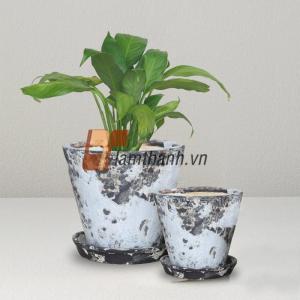 Wholesale cement flower pot: Warehouse Supplier Elegant Glazed Finish Black Wash White Glazed Cone Round Plant Pots Set 3 for Ind