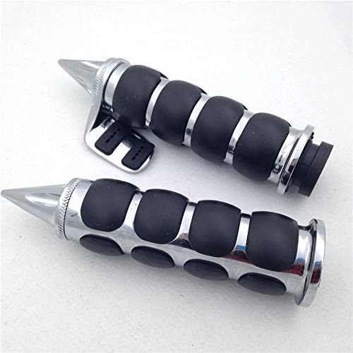 XKH- Motorcycle Chromed Spike 1 Rubber Hand Grip With Contoured