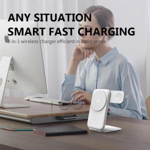 Wholesale power cable accessories: PW08M 3-IN-1 Leather Magnetic Wireless Charger From Source Factory ODM/OEM