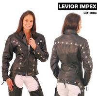 Western Leather Jacket with Conchos and Studs 