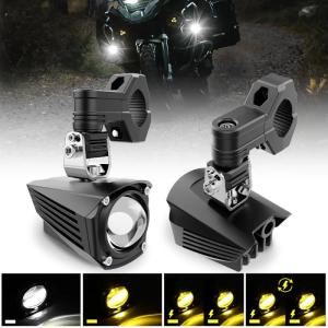 Wholesale motorcycle accessories: Universial 60W LED Motorcycle Driving Lights with Amber White Dual Color Light