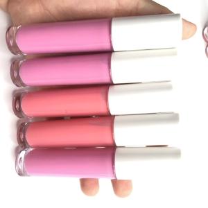 Wholesale lip gloss tube: No Logo Black Lid Circular Tube Multi Color Lip Gloss Vegan Nude Lip Gloss