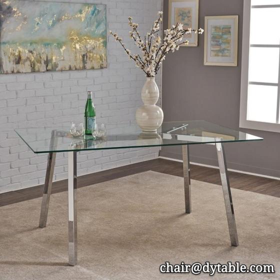 Metal Tempered Glass Stainless Steel, Stainless Steel Dining Table Design
