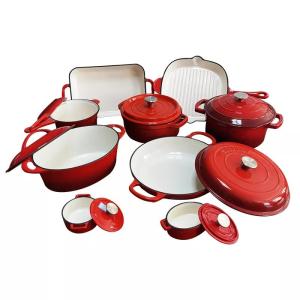 Wholesale enamel: Cast Iron Enamel Cooking Pot Frying Pan Kitchen Casseroles Cookware Set Dutch Oven OEM/ODM