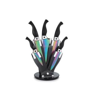 Wholesale promotional gifts: Happy Chef 6pcs Titanium Coating Kitchen Knife Set with Acrylic Stand Promotion Gift