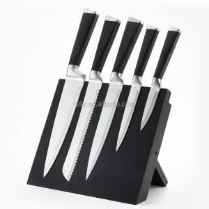 Wholesale kitchen knife: 6pcs Stainless Steel Hollow Handle Kitchen Knife Set with Magnetic Stand