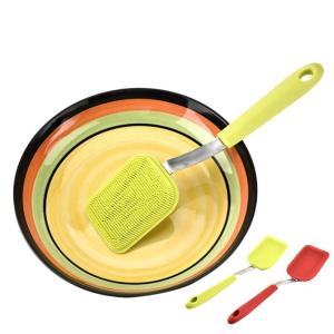 Wholesale kitchen pot: Bpa Free Heat Resistant Silicone Rubber Kitchen Pot Cleaning Brush with Handle