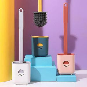 Wholesale cleaning brush: Wall Mounted Toilet Brush Silicone Flat Cleaning Head Wall Mounted Toilet Brush with Holder