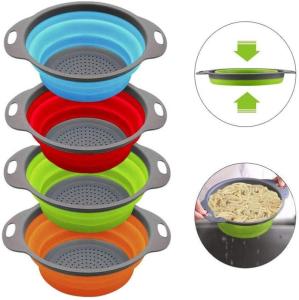Wholesale tea strainer: New Silicone Collapsible Kitchen Vegetables and Fruits Strainers Basket