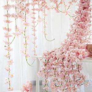Wholesale led holiday light: Decorative Flowers 1.8M Artificial Cherry Blossom String Light Garland Flower Vines for Bedroom