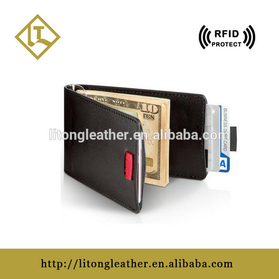 Custom New Style Fashion Leather RFID Card Holder with Pull Tap