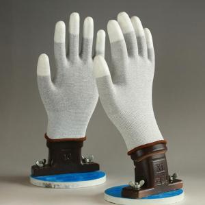Wholesale hang tags printing: ESD 13 Guage Finger PU Coated Top Fit Gloves for Cleaning Room