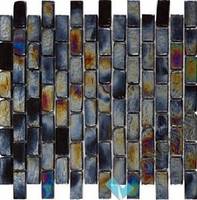 12" Black Iridescent Glass Mosaic Tile from Longway Industries Co.,Ltd