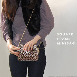 Wholesale cross bag: EVA SQUARE PATENT MINI BAG for Lady/ Pink Leopard Gold Chain