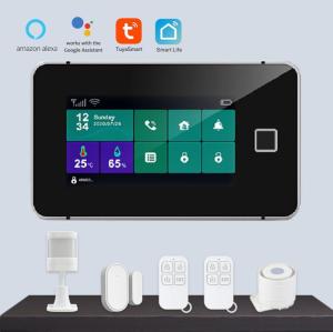 Wholesale fingerprint time recorder: Tuya WiFi 4G or GSM Alarm System Package 4.3inch Touch Screen Alarm Panel Alarm Kit