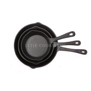 Wholesale frying skillet pan: 6.5 INCH-10.25 Inch Pre-Seasoned Cast Iron Round Skillet Fry Pan Set     Skillet Manufacturer