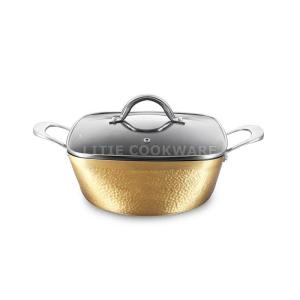 Wholesale forged cookware: Forged Hammered Exterior Design Non Stick Aluminum Casserole       Aluminium Cookware Manufacturer