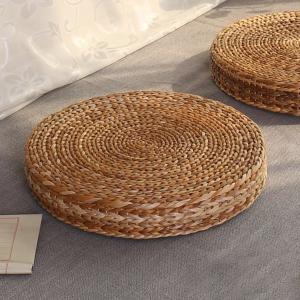 Wholesale cushions: Handwoven Round Super Low Stool/Wood Floor Cushion Pouf/Country Decor/Wedding Gift/ Christmas Giftmo