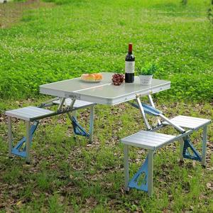 Wholesale chair table: Outdoor Suitcase Folding Table and Chairs Set Aluminium Picnic Table with 4 Chairs