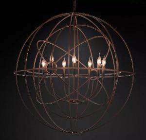 Wholesale Residential Lighting: 41 Inch RH Chandeliers Twin Orb Chandelier Rustic Iron Finished