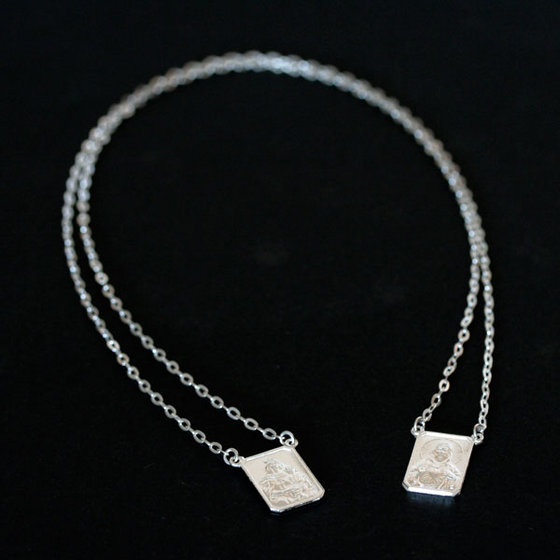 Silver sale scapular necklace