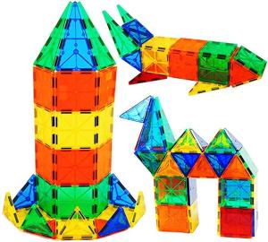 Wholesale clear sticker: Block Set Magnetic Building Tiles Clear Color Tiles Magnetic Building Blocks for Girls Boys