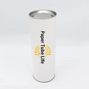 Wholesale craft paper tube: Black Tea Tinplate Cover Container Craft Paper Tube Packaging with Plug Lid