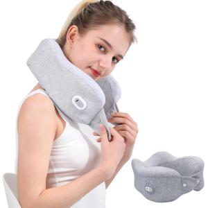 Wholesale memory foam: Ergonomic Pillow 100% Pure Memory Foam Neck Pillow Vibration Massaging Wireless Travel Pillow