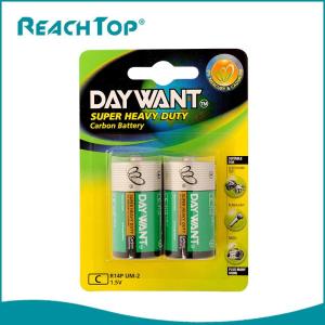 Wholesale dry battery: C Size Heavy Duty Zn-MnO Zinc Dry Battery R14P Extra High Power PVC Jacket